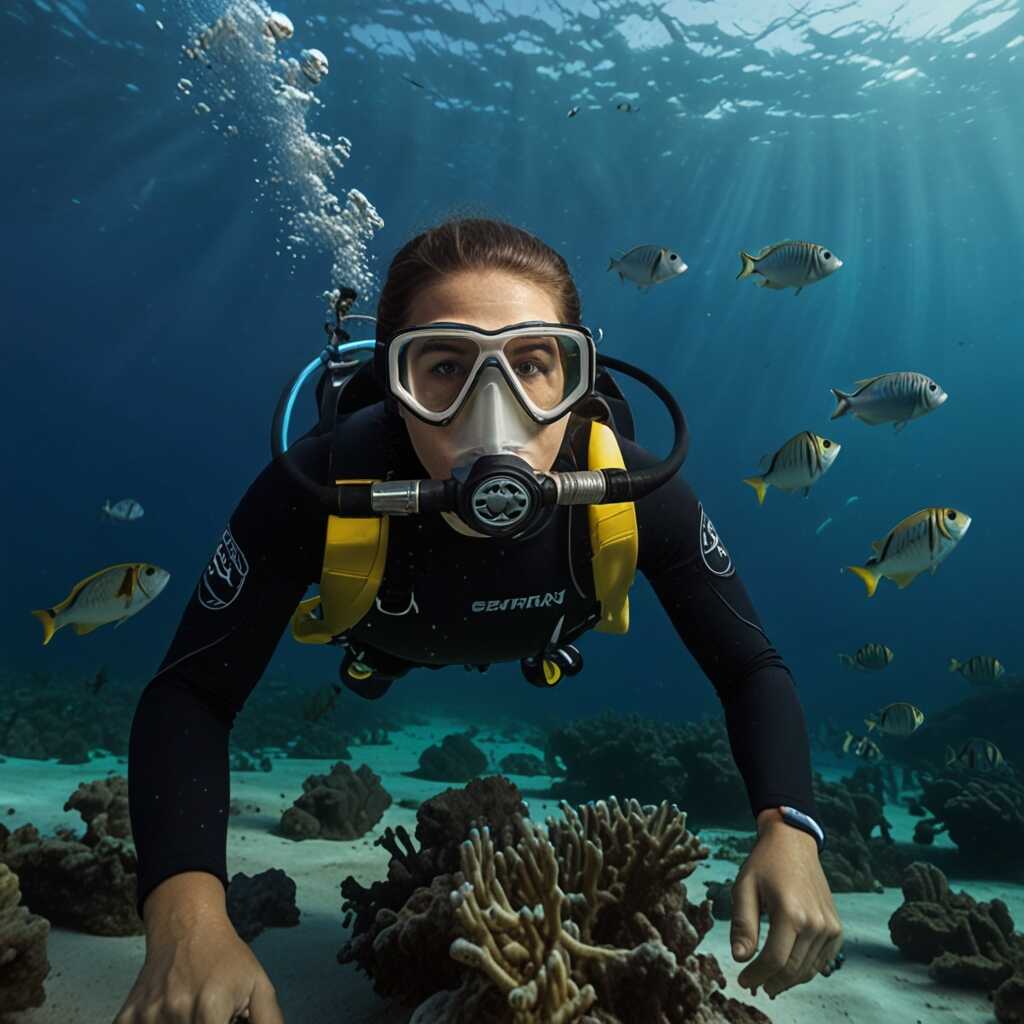 Professional divers using specialized fins