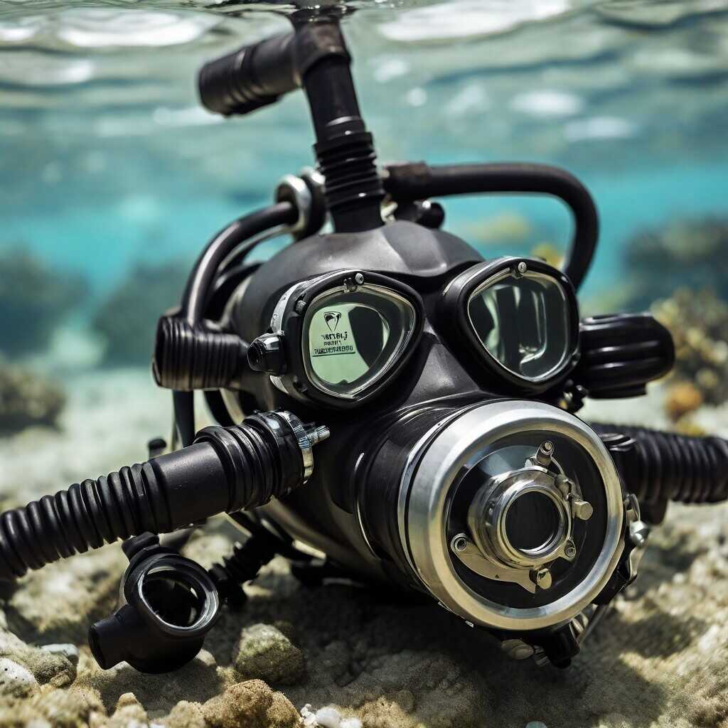 Scuba diver holding powerful underwater flashlight