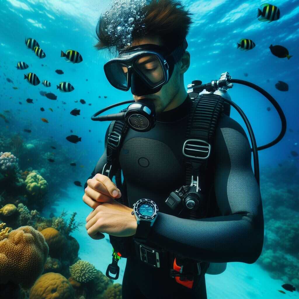 Underwater diver capturing a macro photograph with gear