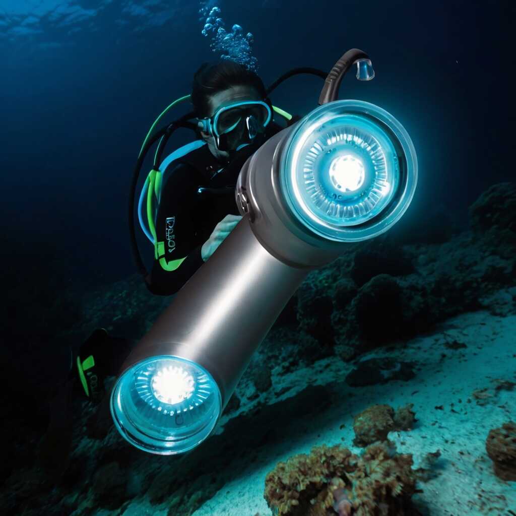 Diver exploring underwater cavern